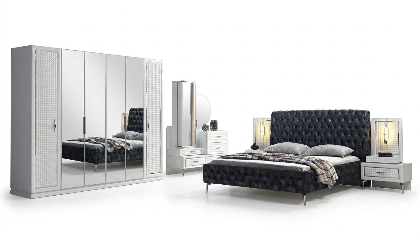 Bedroom bed nightstand dresser closet Chesterfield 5pcs.