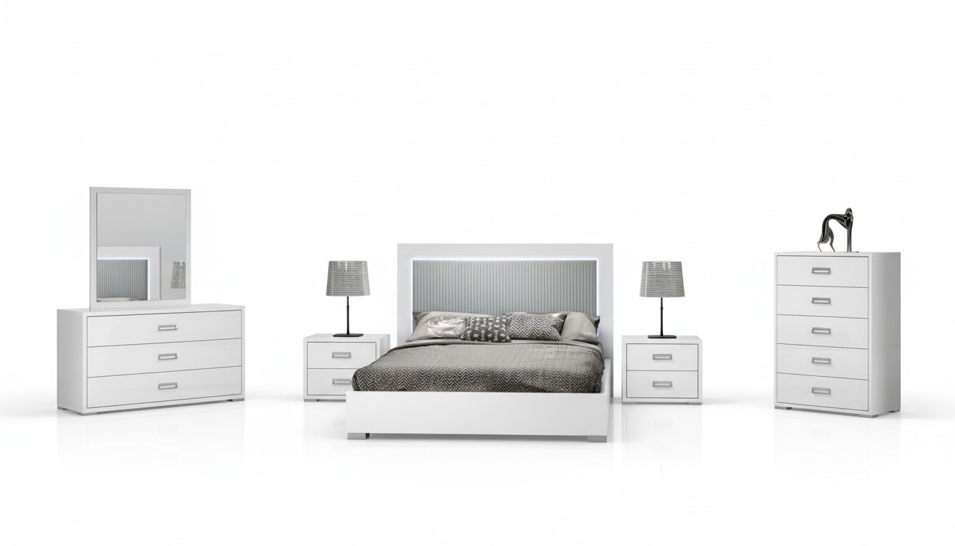 Bedroom Bedside Table Set Group Wood Modern Set Design Luxury 3pcs.