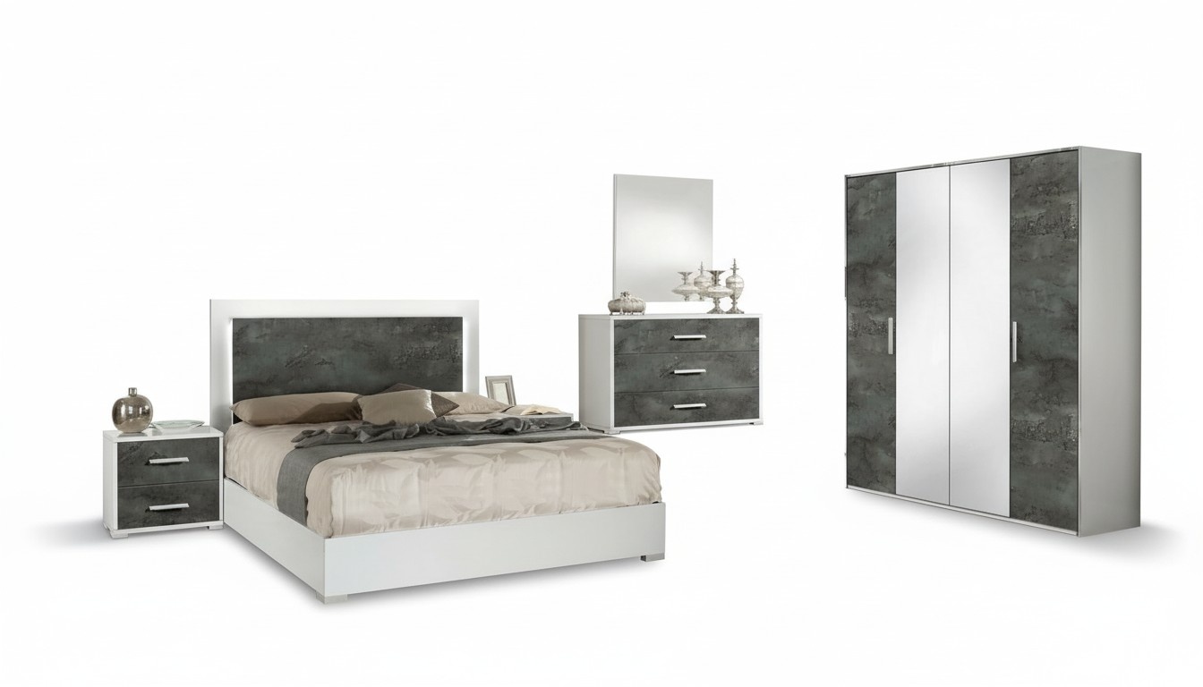 Bedroom Bedside Table Dresser Drawer Mirrors Double New Set 6pcs.