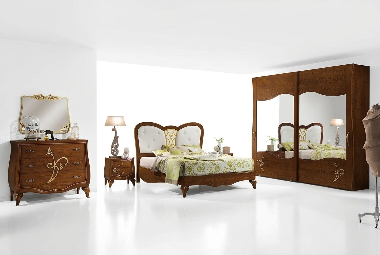 Bedroom Bedside Table Wardrobe Chest of Drawers Mirror New Luxury Set 6tlg