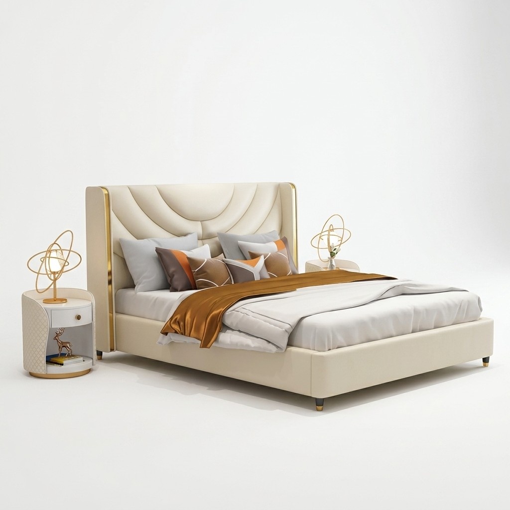 Bedroom bed bedside tables 3 piece set design luxury beds wood double bed new !