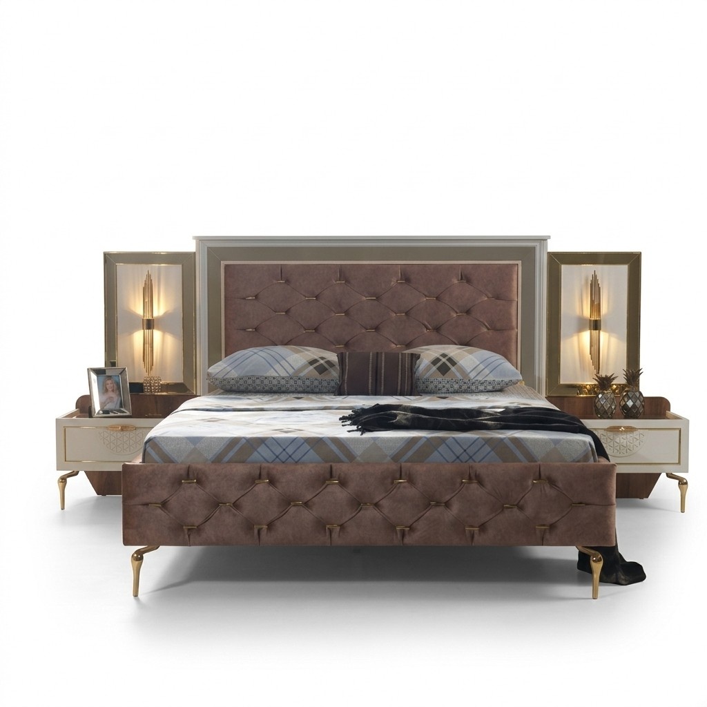 Bedroom bed design furnishings luxury upholstered beds brown modern