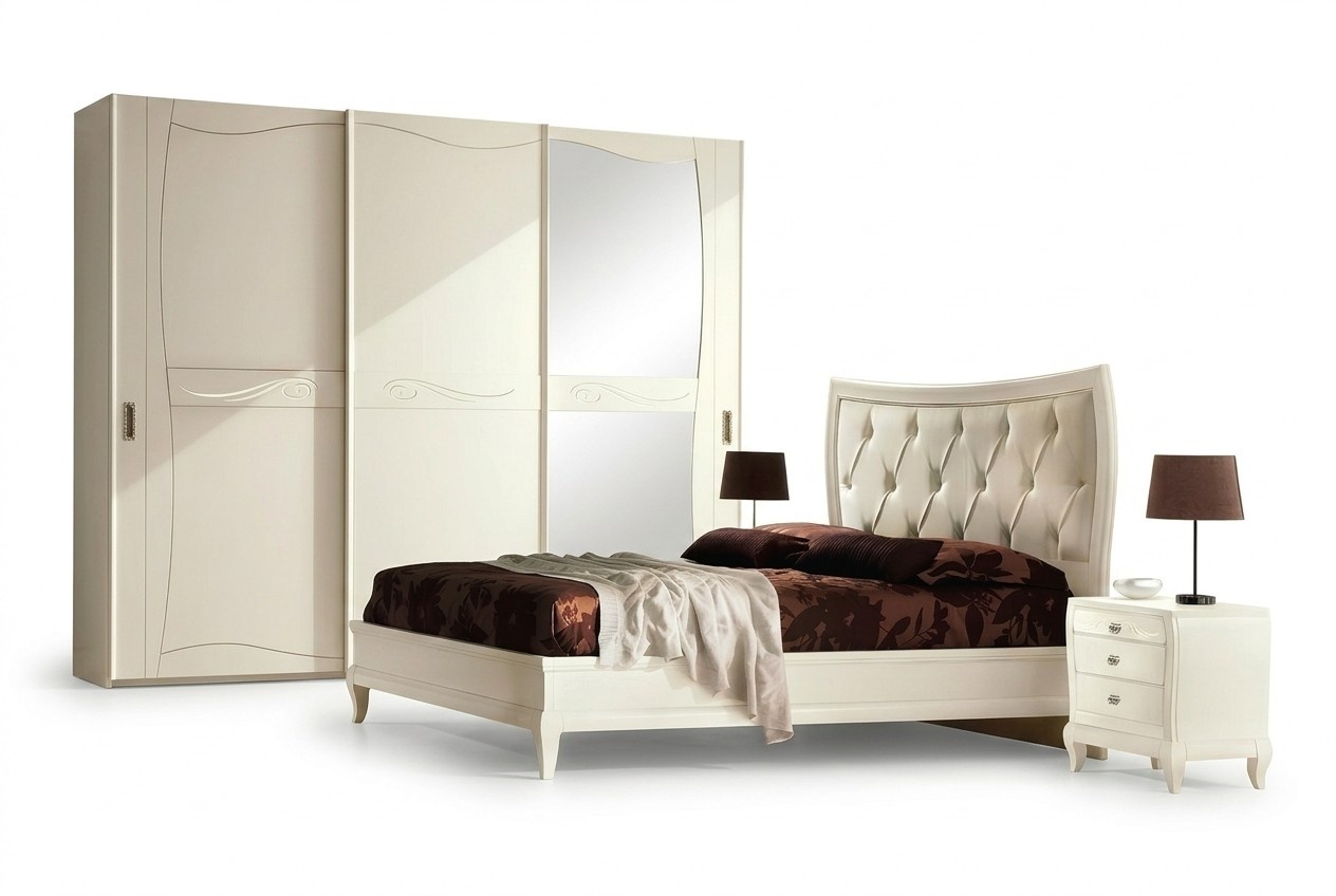 Bedroom Bedside Table Double Bed Set 3pcs.