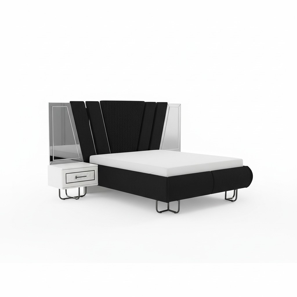 Bedroom bed with 2 bedside tables double bed furniture upholstery beds 3-piece box