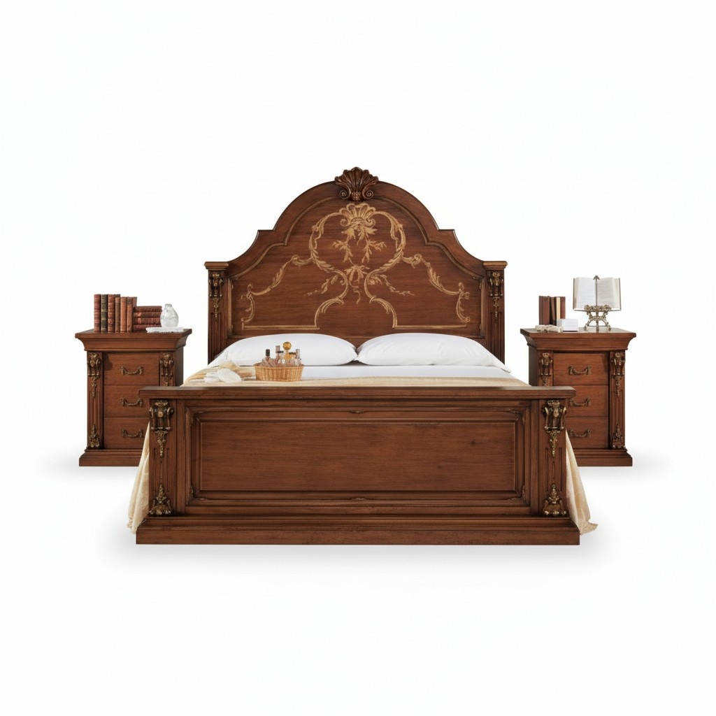 Bedroom Bed Wood 160x200 Beds Brown Double Bed Furniture Furniture