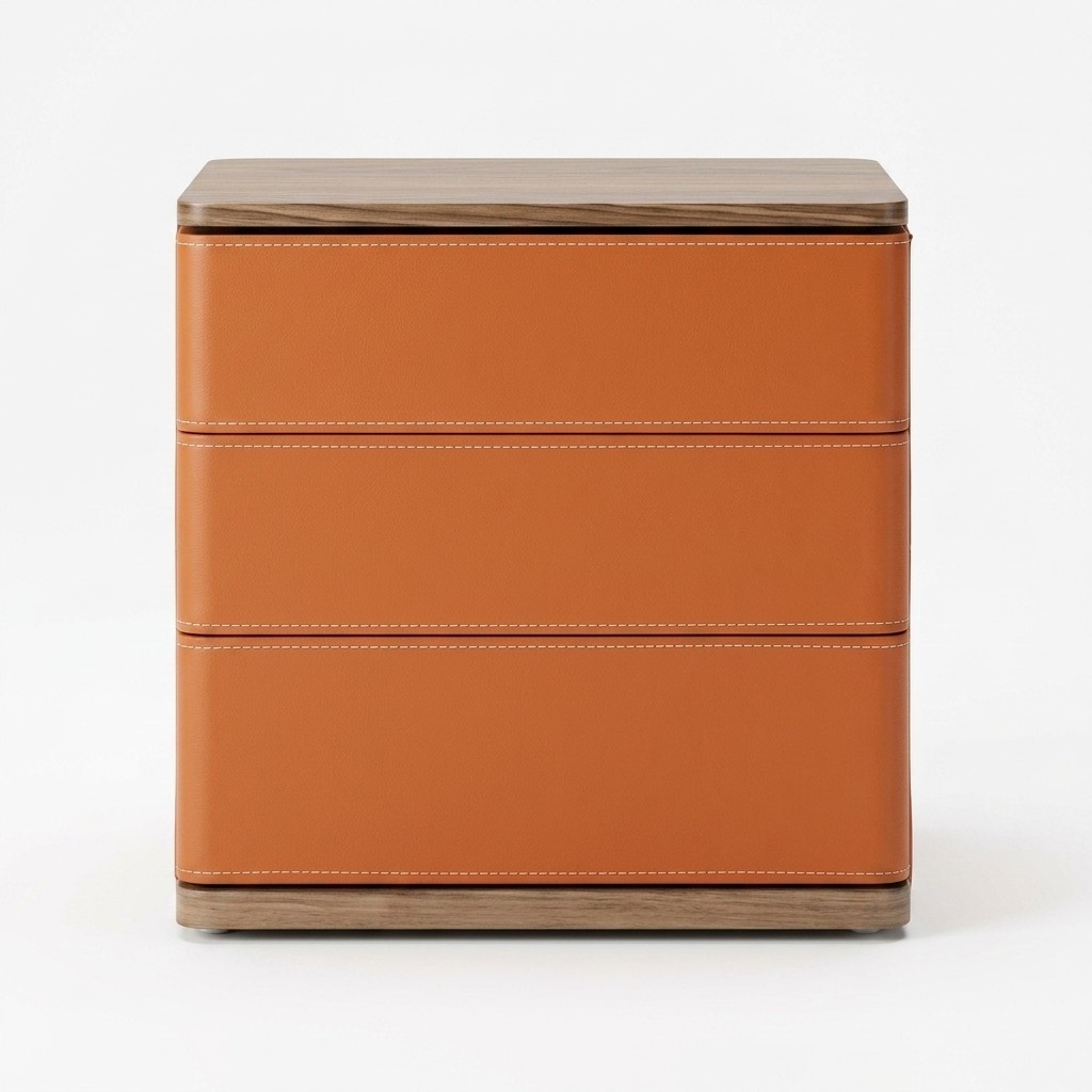 Bedroom Bedside Table Design New Material Wood Luxury orange