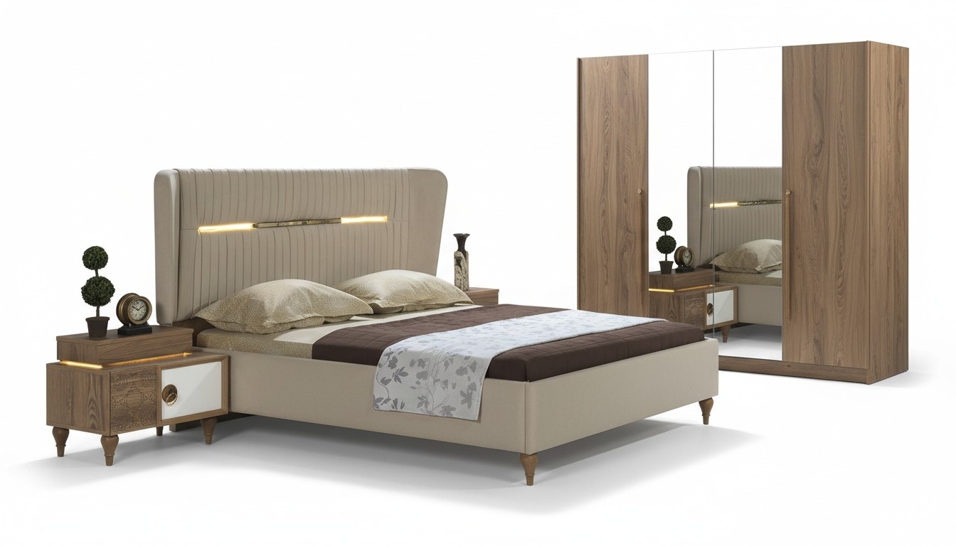 Bedroom bedside table side table modern design new brown wood