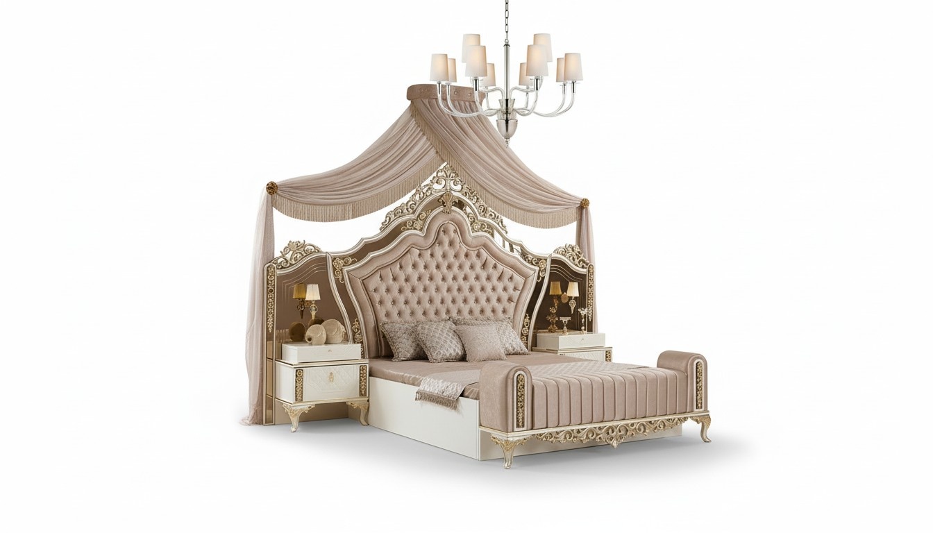 Bedroom Complete Bed 2x Bedside Tables Dresser with Mirror 4pcs