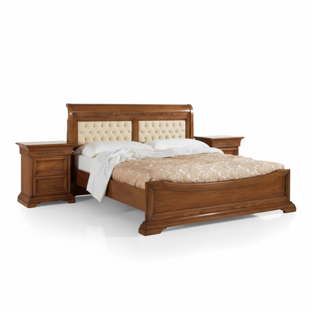 Bedroom Complete Bed 2x Bedside Tables Set Luxury Furniture 3pcs Brown