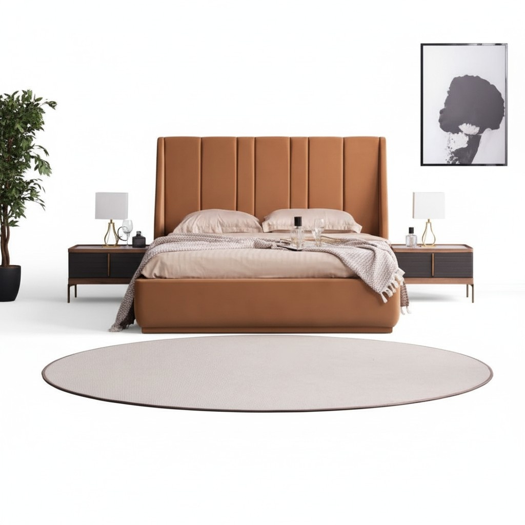 Bedroom complete bed with 2 nightstands bedroom set brown