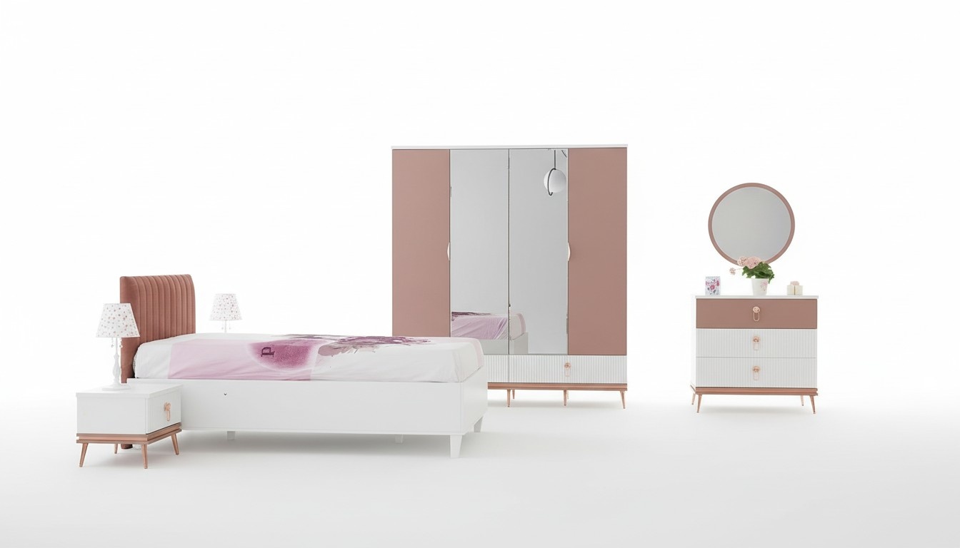 Bedroom Complete Children\'s Room Set Bed Chest of Drawers Wardrobe 5pcs