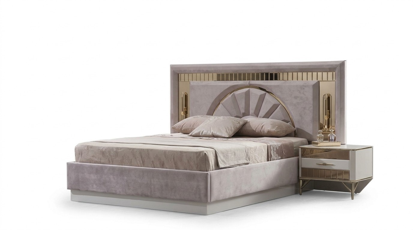 Bedroom complete set 4 pcs. Set includes bed, 2 nightstands, wardrobe.