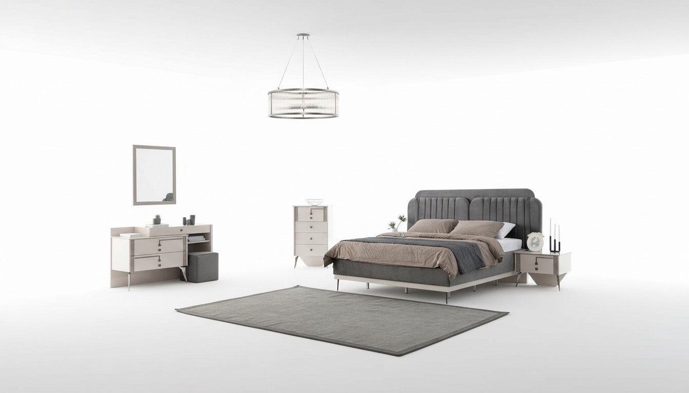 Bedroom complete set bed 2x bedside tables furniture luxury 7 pcs