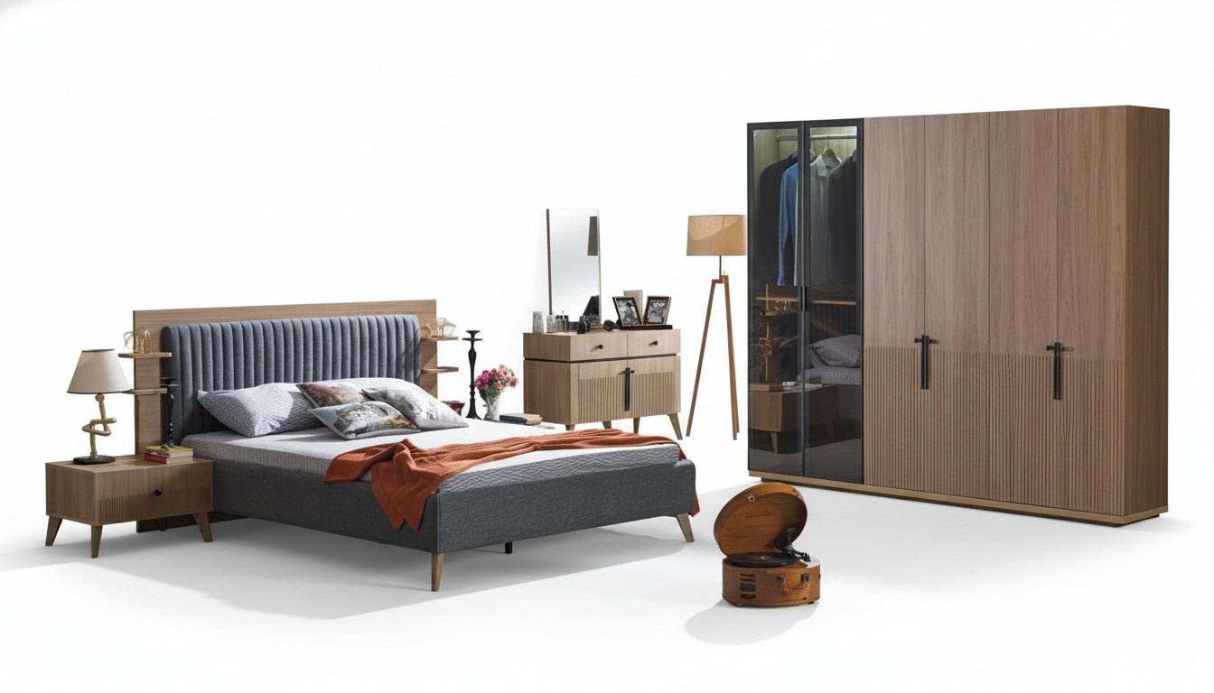 Bedroom complete sleep set wardrobe bed wardrobe 5 pieces