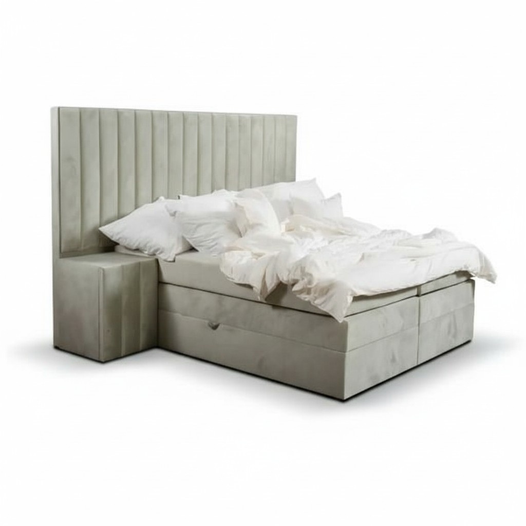 Bedroom double bed 180 cm mattress beige modern style wood