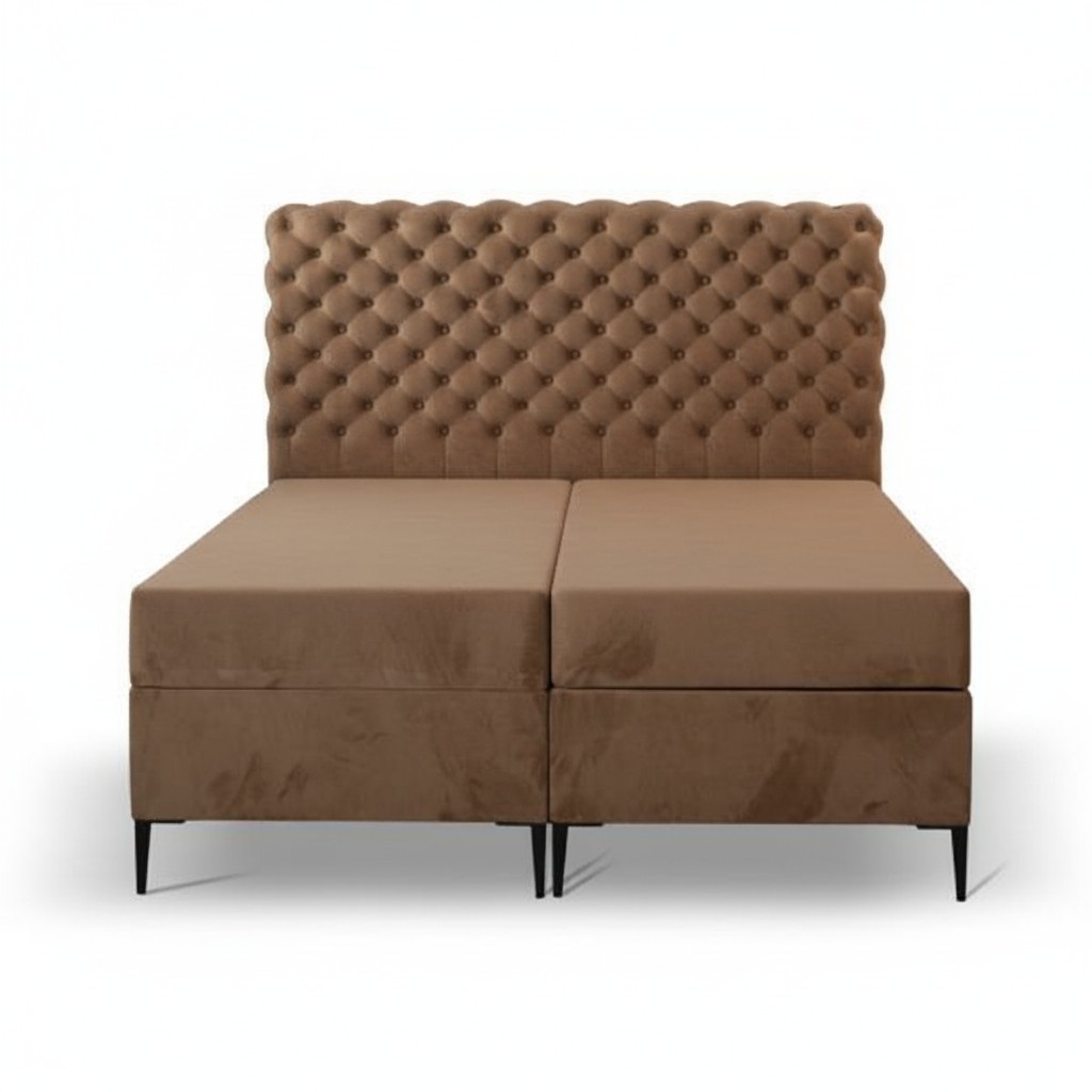 Bedroom double bed 180cm mattress brown modern style wood Chesterfield