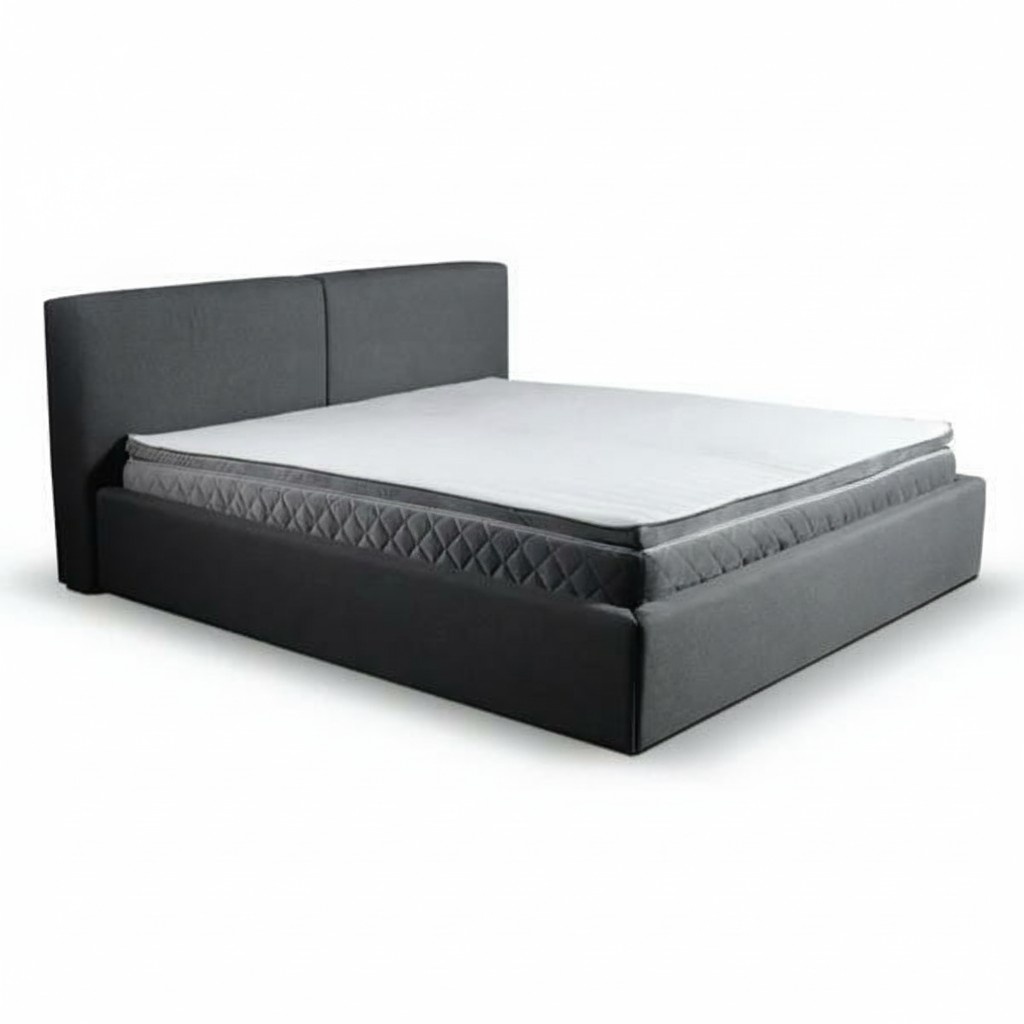 Bedroom double bed 180 cm mattress gray modern style wood