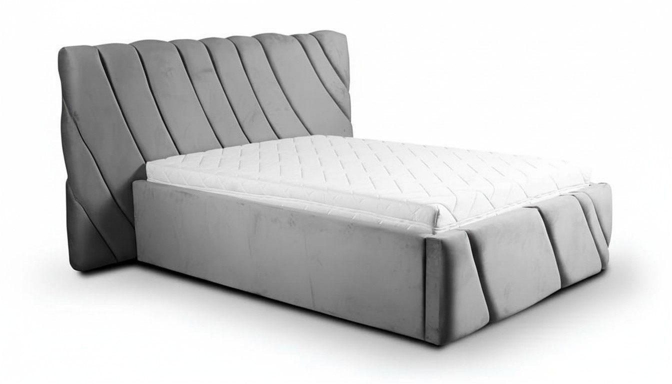 Bedroom double bed 180cm mattress gray modern style wood