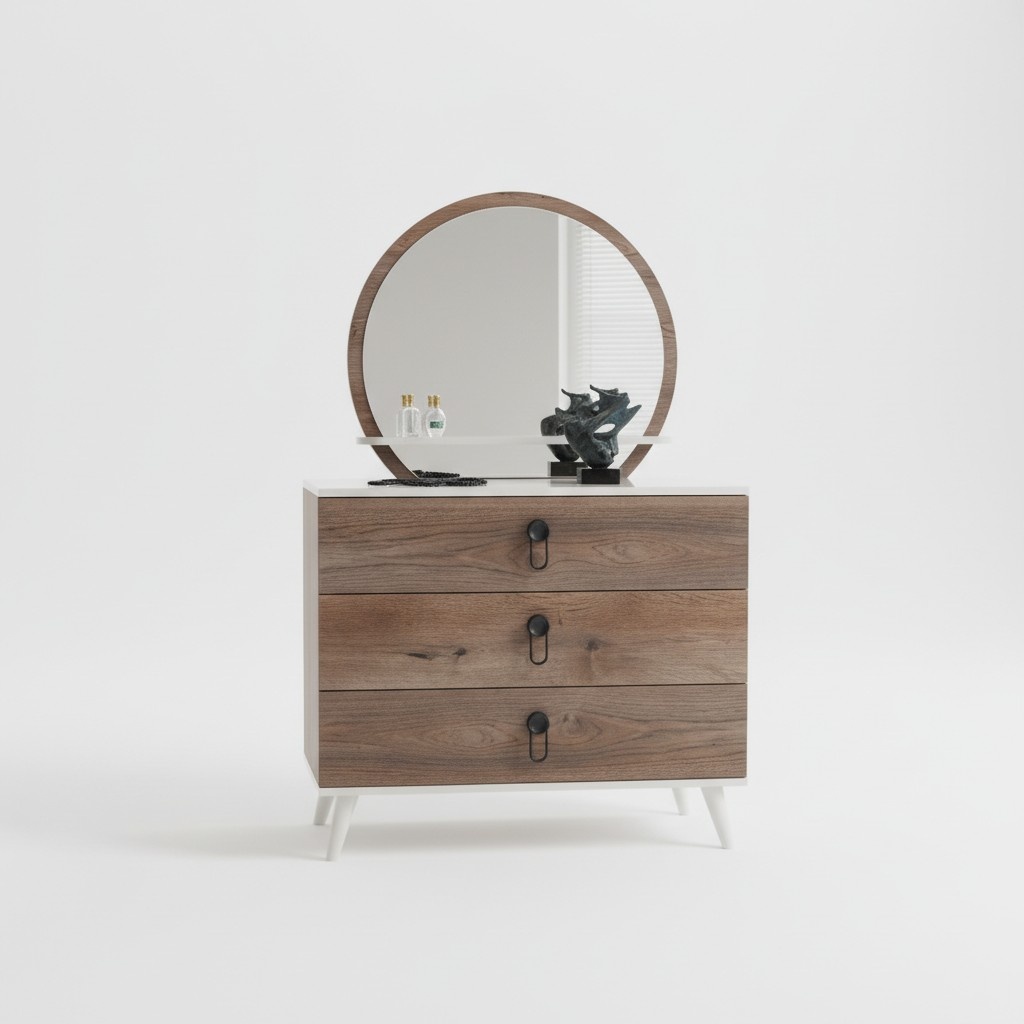 Bedroom dresser with mirror luxury modern furniture set 2pcs wood