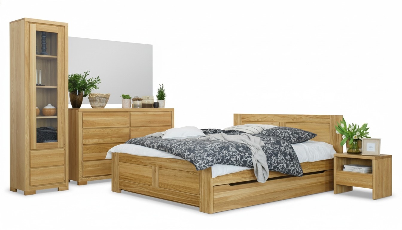 bedroom furniture 3 pieces Set bed bedside tables 2x beds real wood solid wood