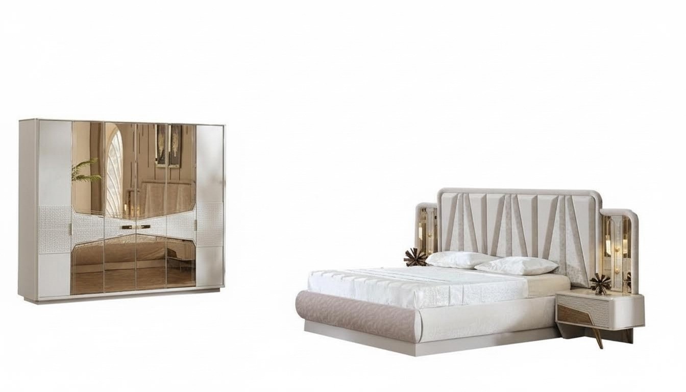 Bedroom furniture bed wardrobe furnishing set stylish furniture nightstand