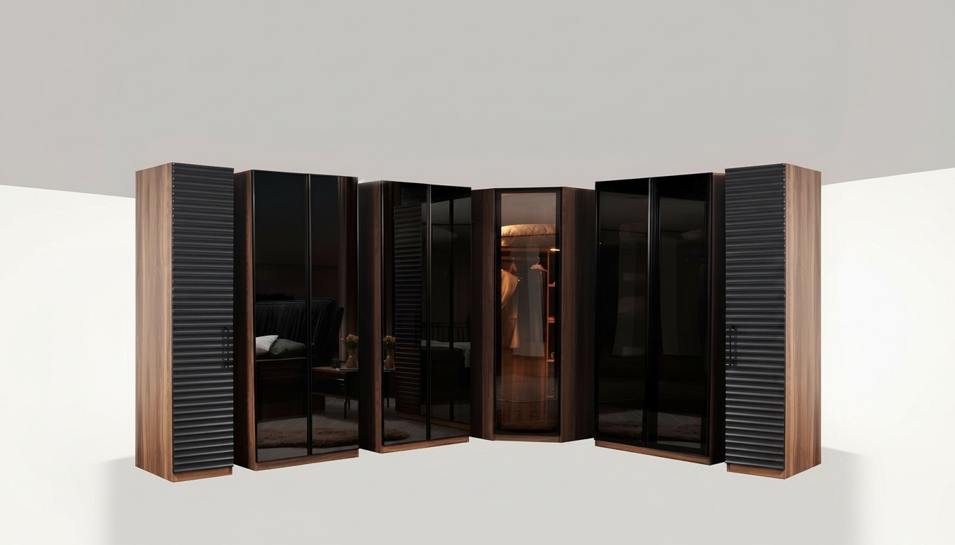 Bedroom Furniture Modern Corner Cabinet Luxury Wooden Wardrobe