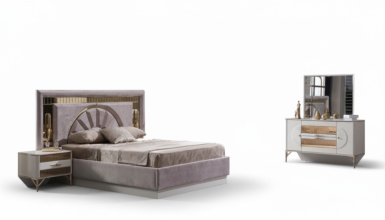 Bedroom furniture set bed sleeping area furniture nightstand equipment 5 pieces