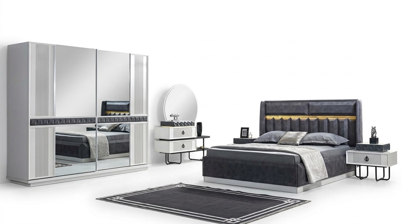 Bedroom furniture set bed nightstand dresser closet 5pcs