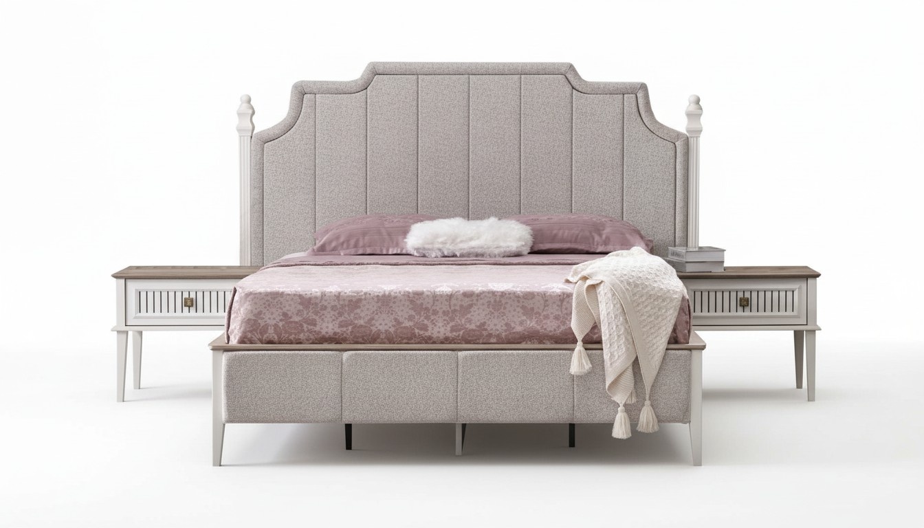 Bedroom furniture set bed 2 nightstands guest room upholstered bed 3 pcs