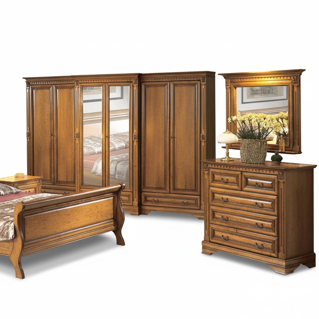 Bedroom furniture wardrobe stylish dresser with mirror set 3 pieces