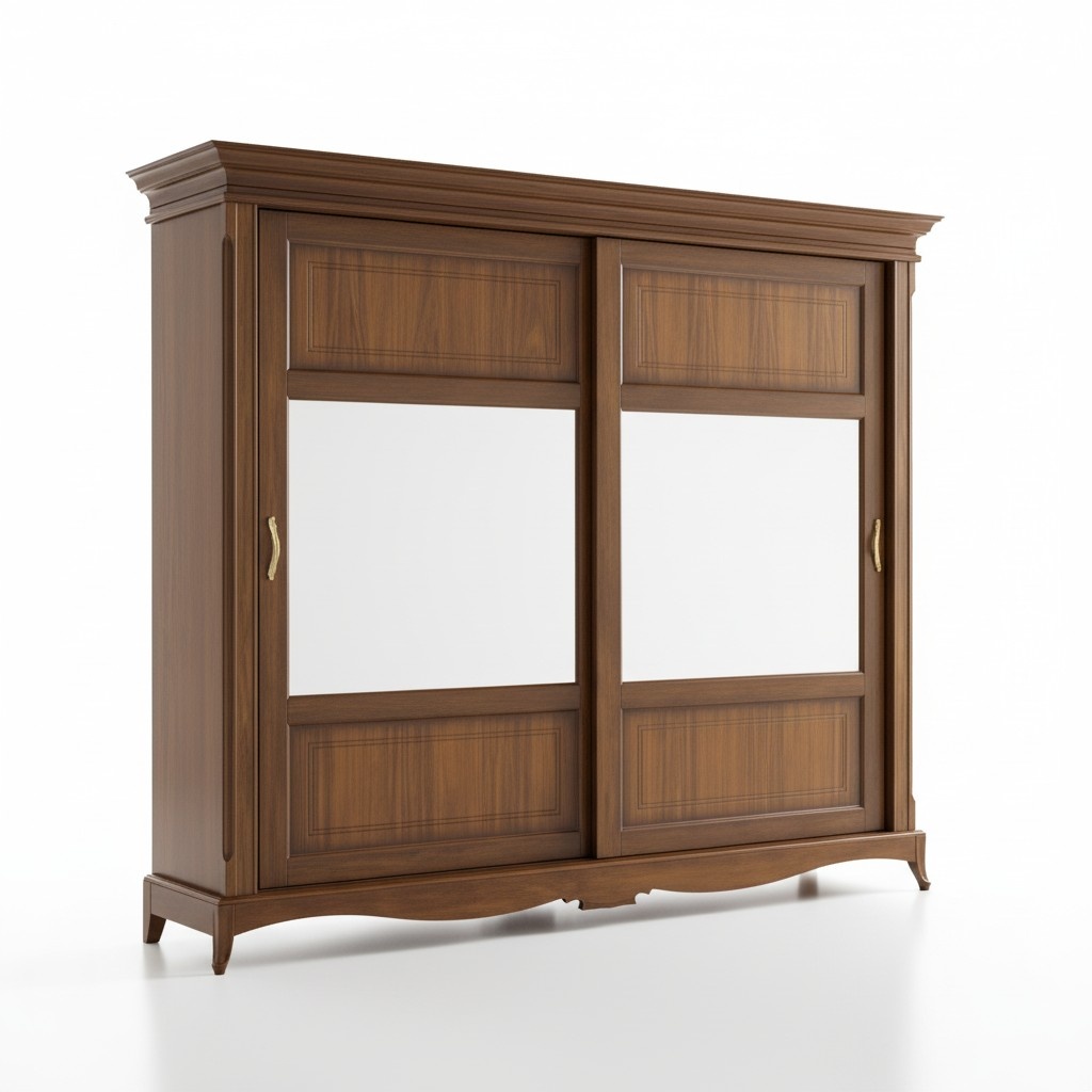 Bedroom Furniture Wardrobe with Mirror Solid Wood Design Italy