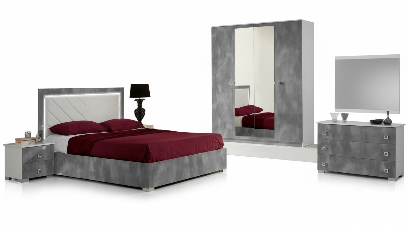 Bedroom Italian furniture set luxury 6 pieces. bed beds closet chest of drawers new