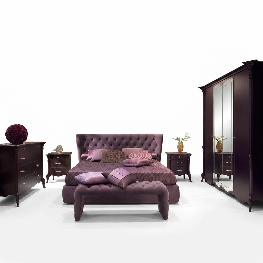 Bedroom Italian furniture set luxury Chesterfield 6 pcs. Real wood