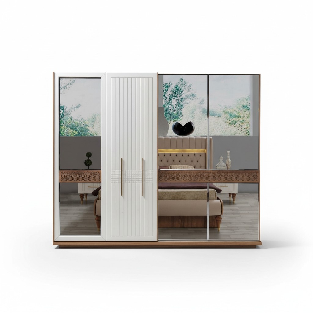 Bedroom luxury closet wood with glass design modern