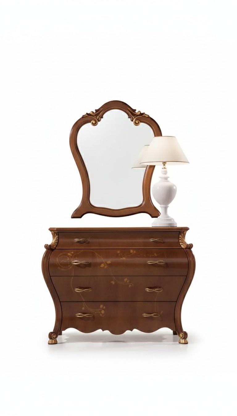 Bedroom Mirror Dresser Wood Classic Design Luxury Brown New