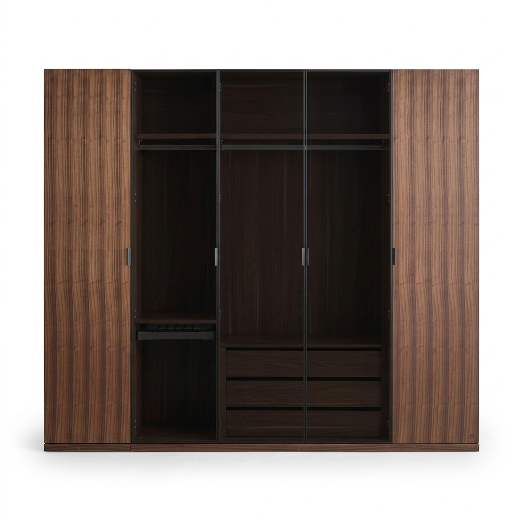 Bedroom Modern Wardrobe Wooden Cabinet Design Cupboard Glass Doors