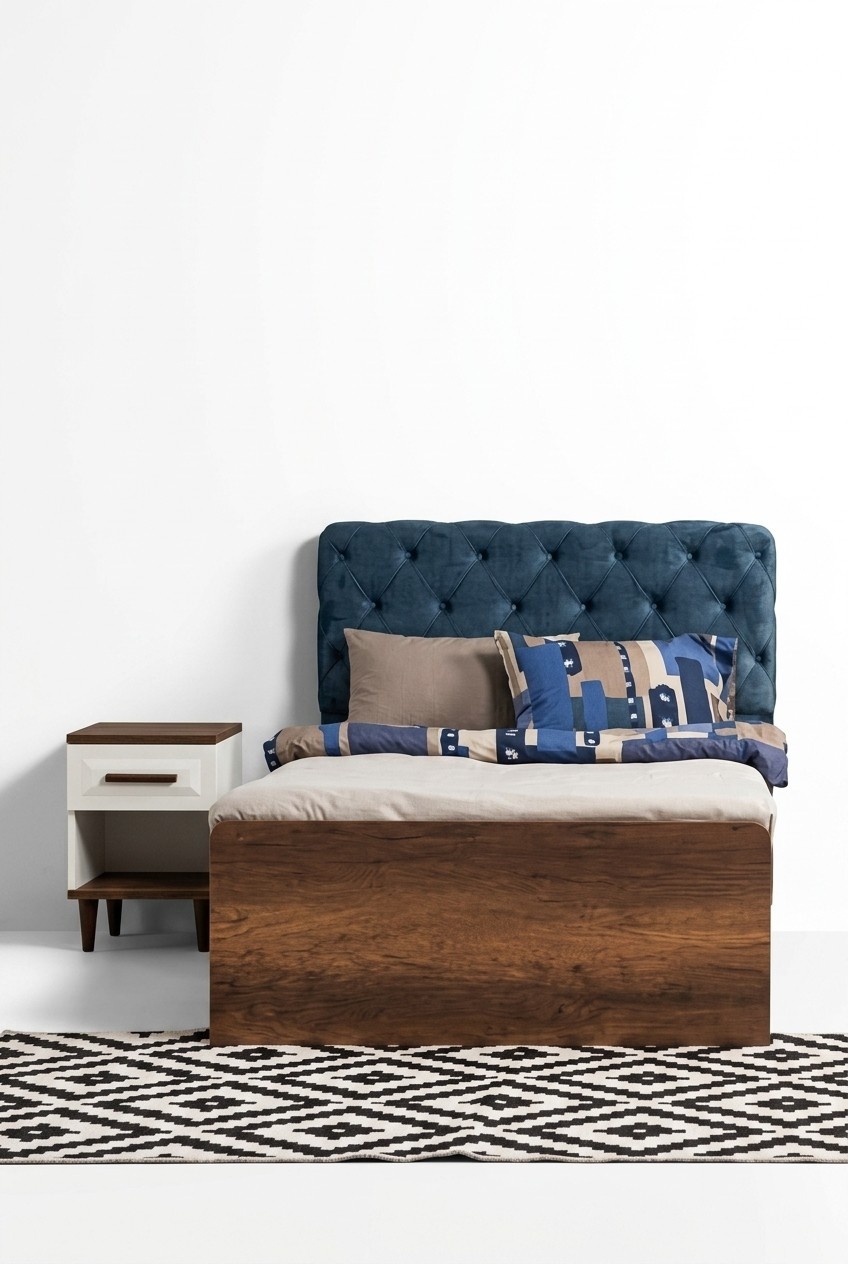 Bedroom set 2-piece bed luxury bedside table design furniture ensemble