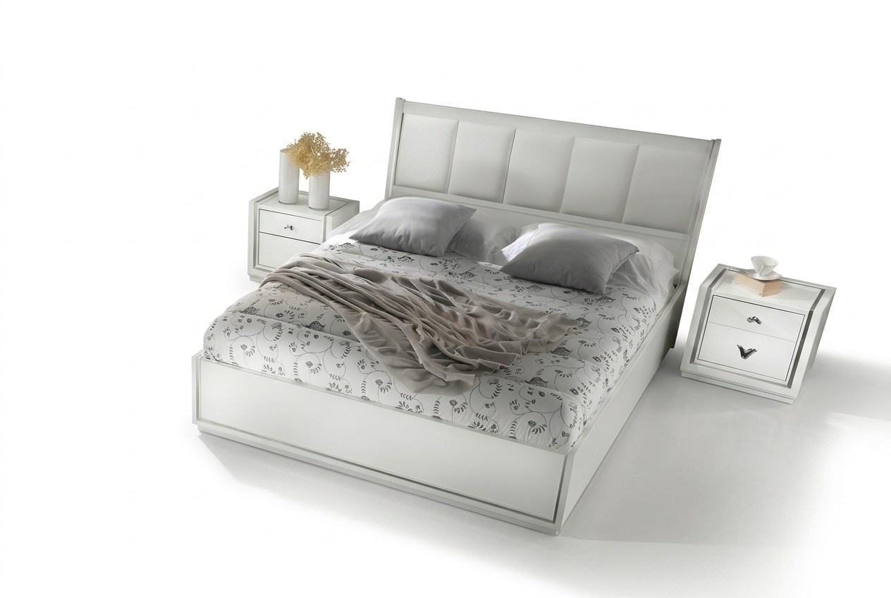 Set 3pcs Bedroom Bed Bedside Table Group Double Beds Luxury Beds