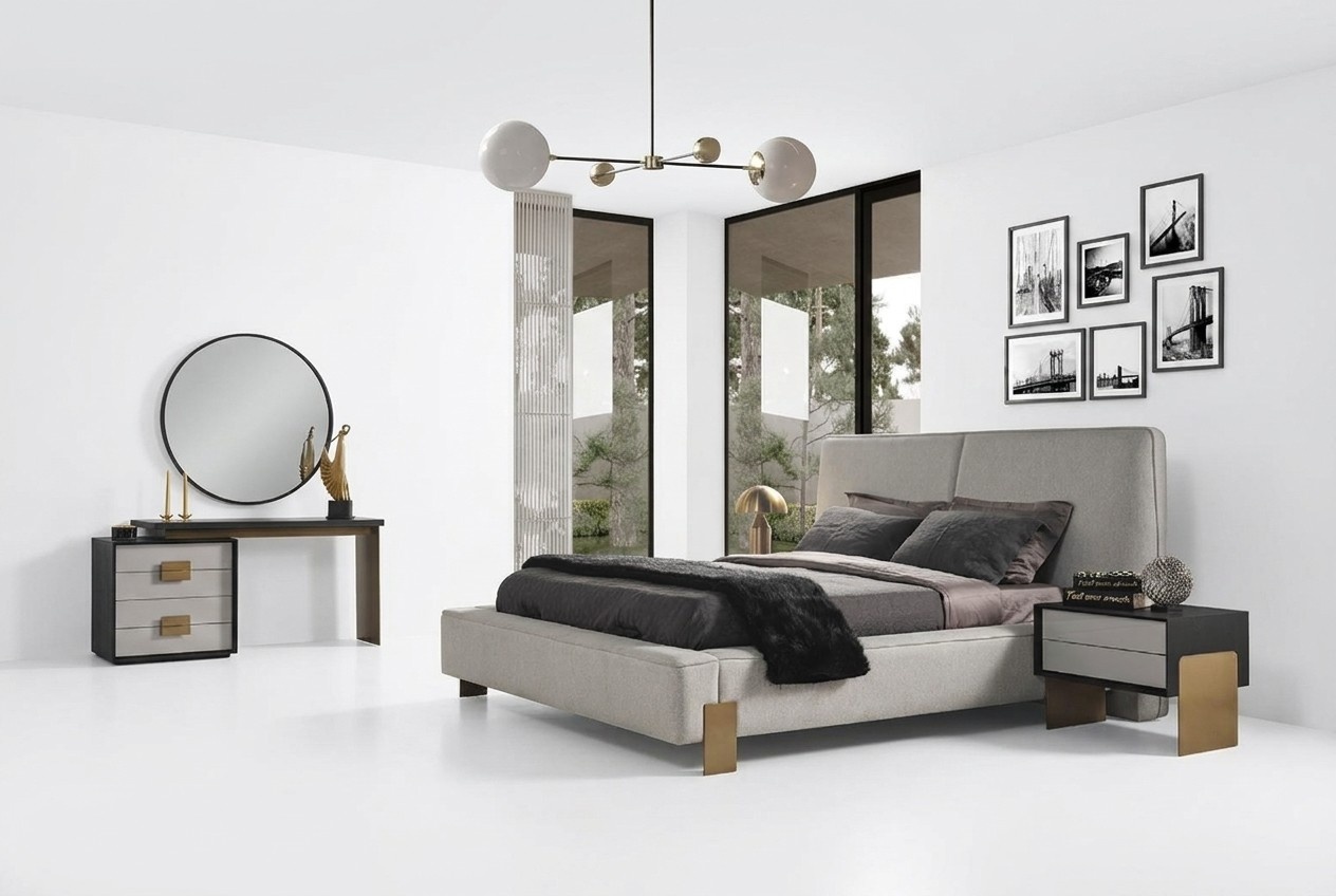 Bedroom set bed 2x bedside tables dressing table luxury 5 pcs