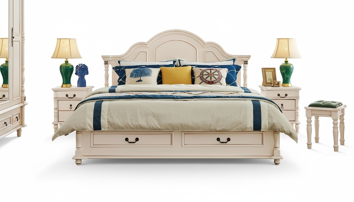 Bedroom set bed 2x nightstand hotel beds bedroom wood design 3pcs.