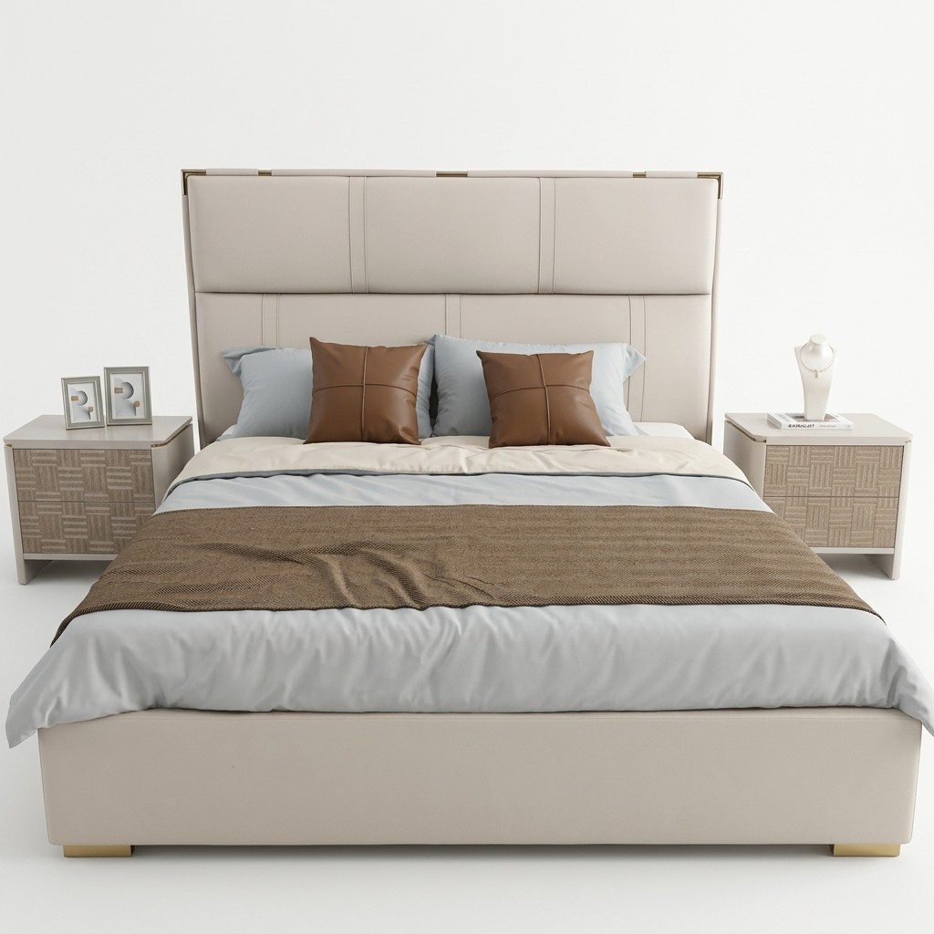Bedroom set bed 2x bedside table design modern luxury beds 3pcs