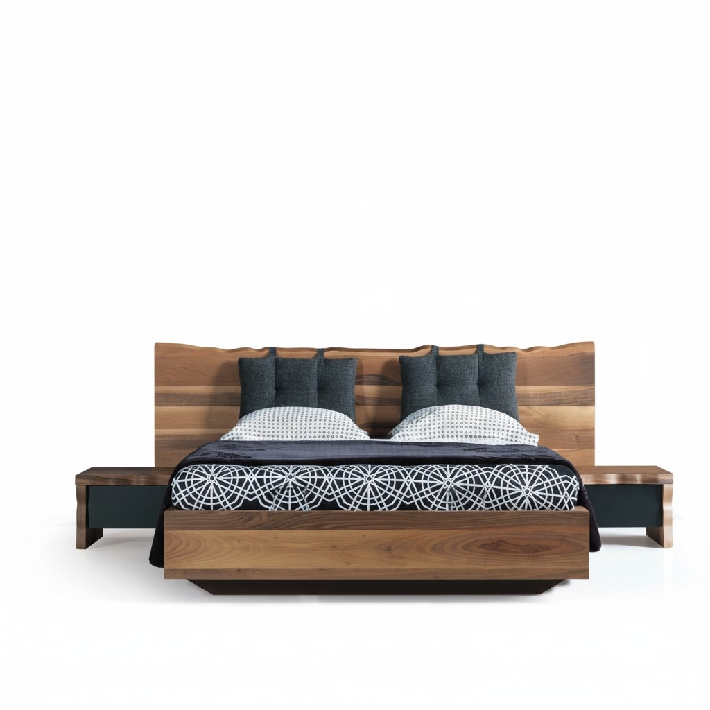 Bedroom Set Bed 2x Bedside Table Set Furniture 3pcs. brown