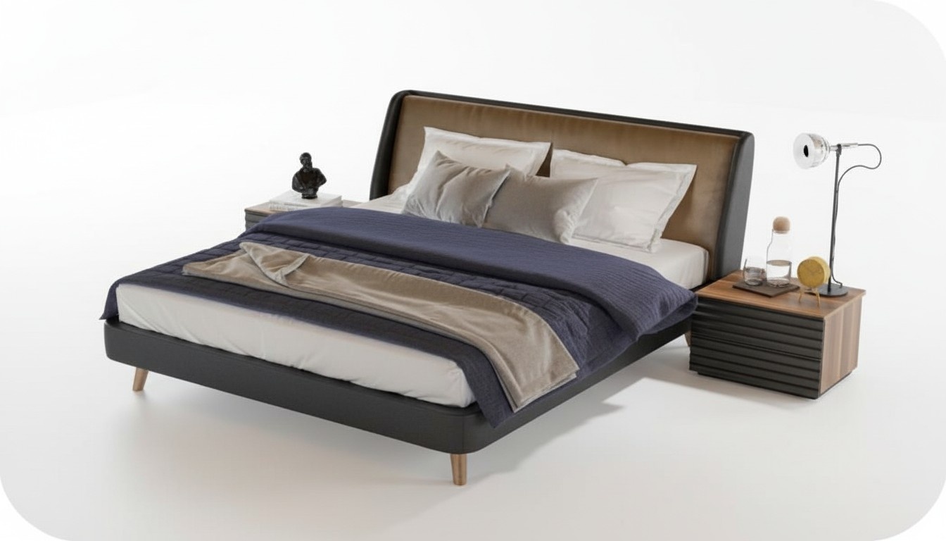 Bedroom Set Bed 2x Bedside Table Complete Furniture Beds Walnut Nature