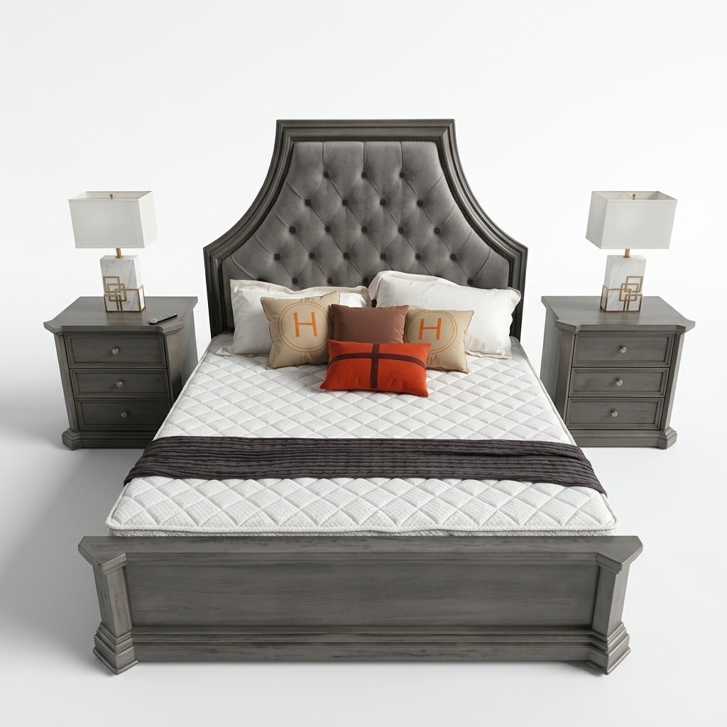 Bedroom Set Bed + 2x Bedside Table Beds Double Bed Furniture Chesterfield New