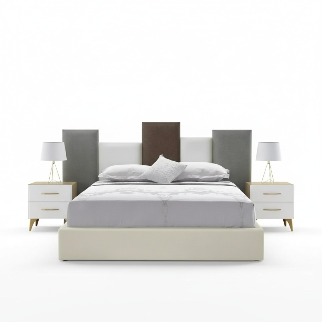 Bedroom Set Bed 2x Bedside Table Wood White Completely Modern 3pcs.