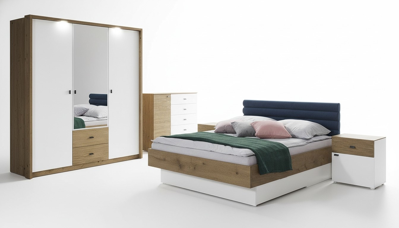 Bedroom Set Bed 2 Bedside Tables Classic Bed Frame Design Furniture 3pcs