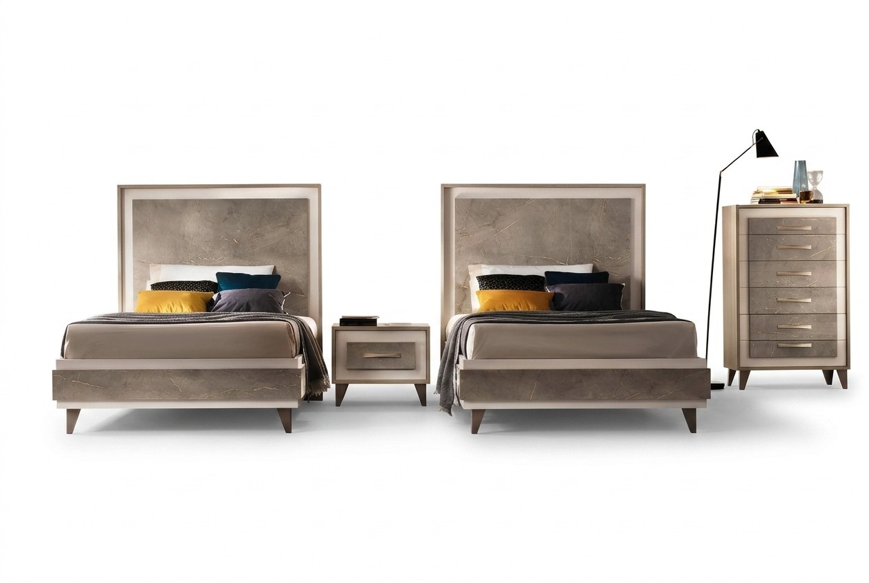 Bedroom Set Bed Bedside Tables Dresser Style Set Italian Furniture 4 Pcs