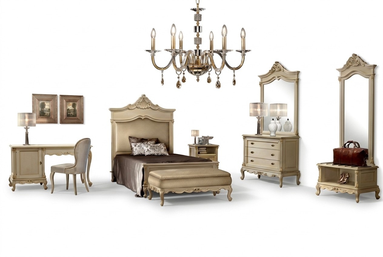 Bedroom Set Bed Nightstand Wood Dresser Luxury Modern 7pcs New