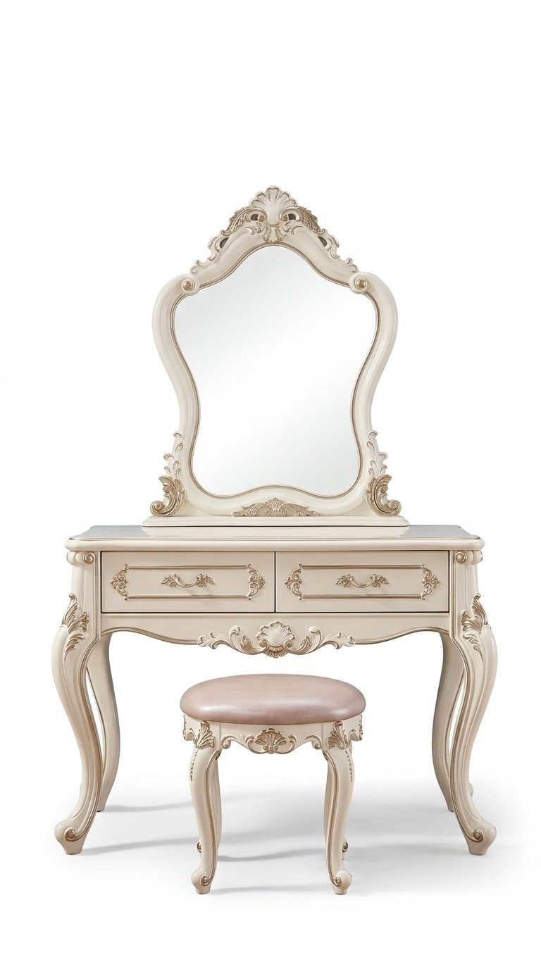 Bedroom set classic furniture dressing table with mirror stool 2 pieces
