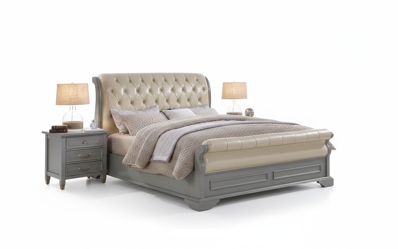 Bedroom set designer luxury wood furniture 180x200cm bed 2x nightstand 3 pcs.